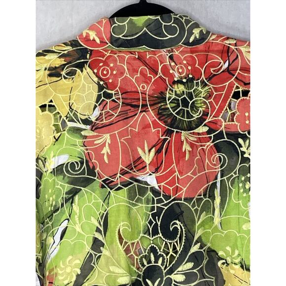 Chico's Womens Lucetta Jacket SZ 3 XL Linen Orange Yellow Fall Autumn Floral NWT - Picture 9 of 16